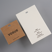 Étiquettes suspendues en papier kraft avec logo personnalisé, étiquettes en carton blanc avec épingle de sécurité en métal et cordon pour étiquettes de vêtements