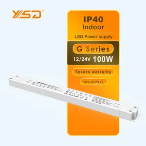 Best design IP20 linear shape PF0.6 Constant Voltage 12/24Vdc For 60W 100W 150W 200W LED switching power supply