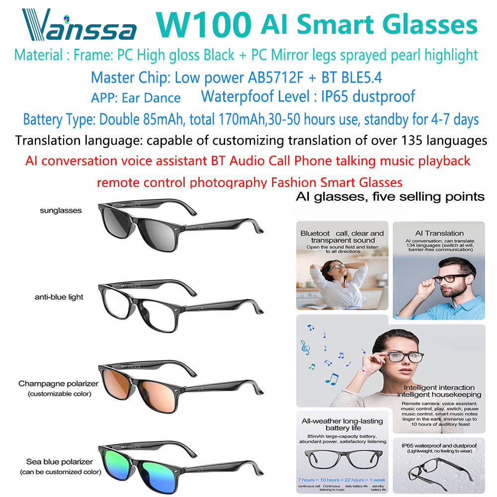 W100 gafas inteligentes AI