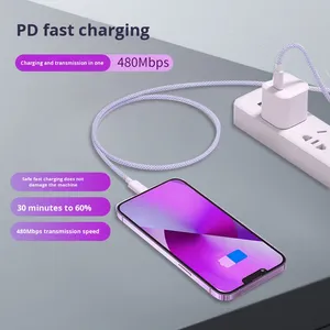 Câble de charge rapide double port C PD65W personnalisé en usine, 27W pour <span class=keywords><strong>App</strong></span> 15, charge rapide pour Huawei Type-C, gaine TPE - Product Image 3