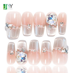 Juego de <span class=keywords><strong>Uñas</strong></span> Postizas de Gel de Cristal 3D de Lujo para <span class=keywords><strong>Novia</strong></span>, <span class=keywords><strong>Uñas</strong></span> Acrílicas Gruesas Hechas a Mano, Puntas de <span class=keywords><strong>Uñas</strong></span> para Boda, Venta al Por Mayor - Product Image 1