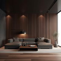 Panel Akustik Veneer kayu kenari alami kustom tongkat langit-langit paneel Akustik Slat Panel dinding Akupanel Dekor dalam ruangan