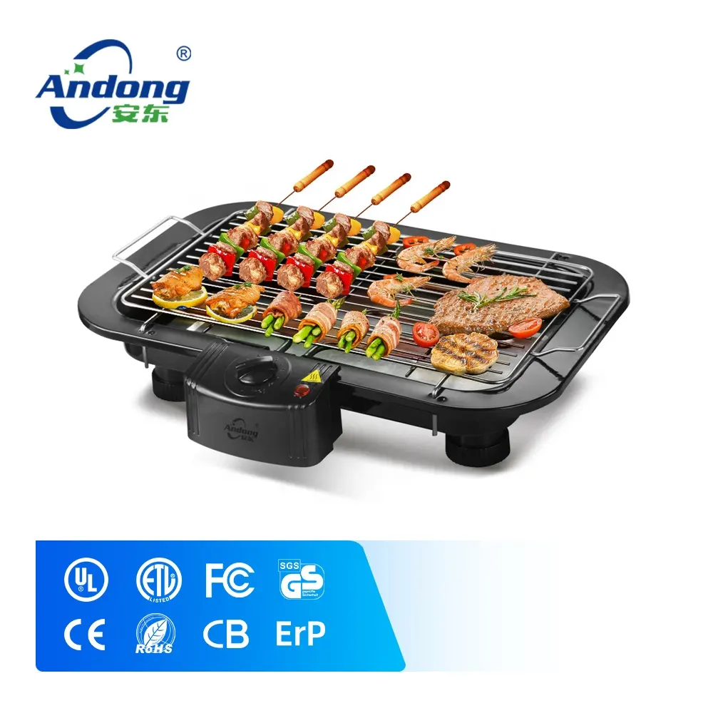 Andong Indoor Tabletop Smokeless Electric BBQ Grill With Thermostat And Grill height adjustable For Homeuse