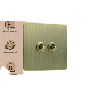 <span class=keywords><strong>Avoir</strong></span> ก้านโยกสลับทองเหลืองแบบย้อนยุค, ขึ้นและลง1-3ช่องแผงสแตนเลสสวิตช์รีเซ็ตม่านชัตเตอร์ - Product Image 3