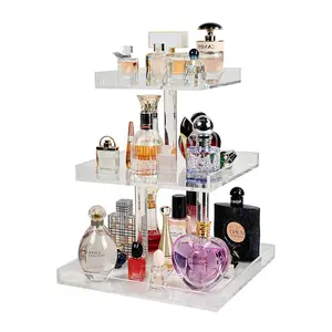 Custom Countertop Display Clear Cosmetic Holder Make Up Organizer Acrylic Perfume Organizer