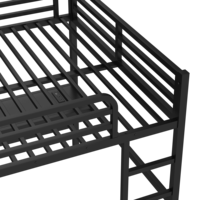Lit superposé en acier avec bureau et garde-corps/échelle pour adultes/enfants/adolescents, idéal pour appartements et hôtels, bureau noir