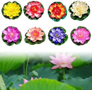 Flor de espuma de loto artificial 10 cm lirio de agua flotante para decoración fuente de verano pequeños estanques - Product Image 1