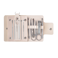 Nouvel ensemble de 6 coupe-ongles et outils de manucure-pédicure en acier inoxydable avec cure-oreilles et étui en cuir, Guangdong