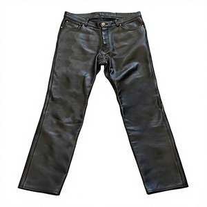 Pantalon en cuir PU unisexe personnalisé pour homme, taille mi-haute, décontracté, style streetwear, empilé, punk, hip-hop, avec patch brodé - Product Image 1