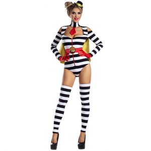4ourcostumes Cape rayée noire et blanche pour femme, costume d'elfe pour cosplay, nouveau costume d'Halloween pour femmes - Product Image 1