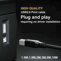 Câble cantell USB-A à USB-B 2.0 pour imprimante ou disque dur externe, 6 pieds, câble d'imprimante USB noir 1.8m