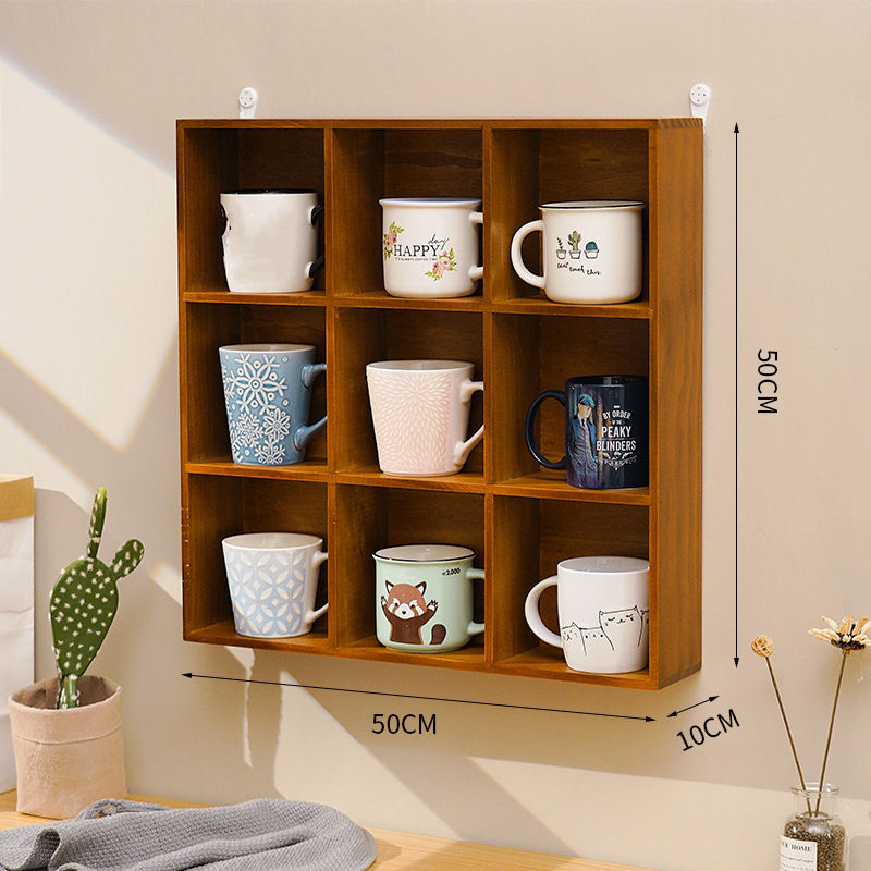 ウッドウォールマウントコーヒーマグラックホルダーウッドスタンド