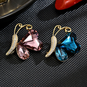 Heart Cut Crystal Butterfly Brooch <b>Gold</b> Plated Women's Fashion Accessory Gift - Product Image 5