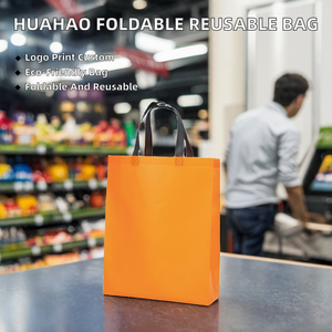 Huahao Recycled Letter Pattern <b>Foldable</b> Reusable Non Woven Handled Shoulder Closure Medium Shopping <b>Bag</b> for Supermarket - Product Image 2