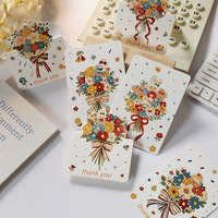 Cartes de remerciement à motif de bouquet charmant, en papier imprimé offset, pliage délicat, pour cadeaux de fête et fournitures pour petites entreprises