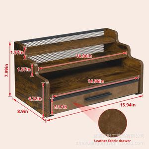Organizador de Perfumes de Madera de Múltiples Niveles con Cajón, Estante de Almacenamiento de Cosméticos, Organizador de Escritorio de 4 Capas, Organizador de Maquillaje - Product Image 5