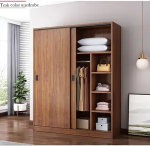 Modern simple household bedroom rental room with solid wood storage wardrobe