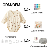 Baju Bayi Onesies 100% Katun Unisex Semua Musim Kancing Tekan Grosir Bodysuit Bayi Gaya Korea