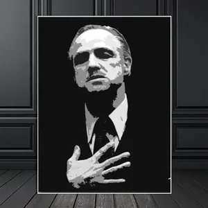 Godfather portre siyah ve beyaz portre tuval posterler baskılar duvar sanatı resimleri galeri için ev dekor