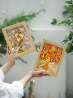 Cadre photo 3D en bois fait main pour fleurs préservées, boîte à ombre pour roses éternelles, cadre en verre pour décoration intérieure