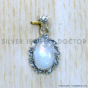Colgantes reales de Plata de Ley 925 auténtica, piedra lunar arcoíris, venta al por mayor, joyería fina de plata - Product Image 2