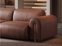Canapé italien minimaliste importé en cuir pleine fleur de qualité supérieure, avec assise et accoudoirs en peluche épaisse, design ergonomique, pieds en noyer noir