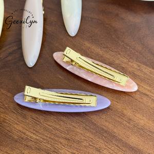 Pinza de Pelo China Simple Hecha a Mano de Acetato para <span class=keywords><strong>Mujer</strong></span>, Diseño Geométrico/Ovalado de 6.3cm para Flequillo y <span class=keywords><strong>Cabello</strong></span> Rebelde, de Alta Calidad - Product Image 4