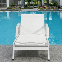 Ensemble de meubles de jardin en plein air très vendu chaise longue avec cadre en aluminium et mailles en bois pour hôtels Sun Beach Patio Pool