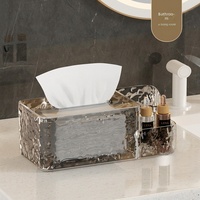 Support de télécommande multifonctionnel en plastique à motif glacial et ondulé, de luxe abordable, pour table basse de salon et porte-mouchoirs