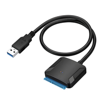Juego de adaptadores SATA USB 3,0 para convertidor de disco duro externo Cable único 2,5 3,5 pulgadas HDD SSD UASP fuente de alimentación para computadoras PVC