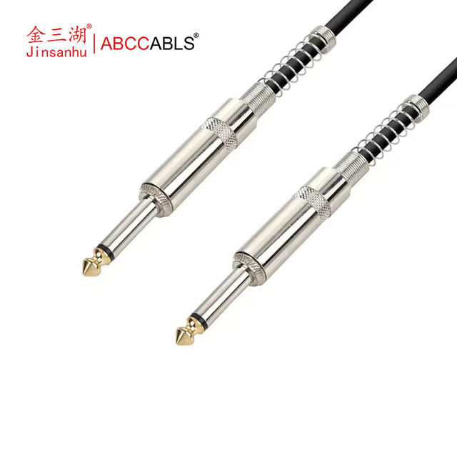 6.35mm 1/4" Mono Guitar Cable OFC Oxygen-Free Copper Audio Line for Microphone Amplifier Mixer Speaker with Spring Guard