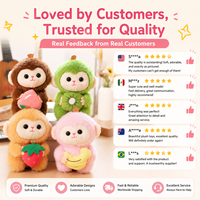 Porte-clés Singe en Peluche Personnalisé, Créatif, Mini, en Forme de Fraise, Banane, Pêche, Kiwi, Super Doux, Rempli de Coton PP