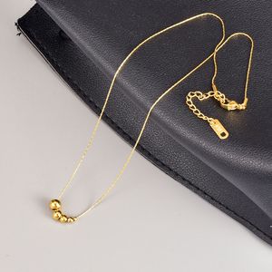 High-Grade Stainless Steel <strong>Gold</strong> <strong>Ball</strong> Beads Necklace for Women New Luxury Clavicle <strong>Chain</strong> with Pendant Trendy Style for Gifts - Product Image 3