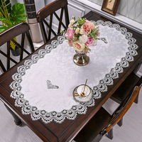 Nappe de table basse de salon en tissu, dentelle moderne, ovale, style européen, anti-poussière, motif géométrique, à franges, écologique, lavable