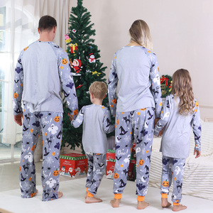 Nova Chegada Halloween Abóbora de manga comprida Pijama Nighty Knit Nightwear Two Piece Set Soft Matching Família Homewear Pijama Set - Product Image 2