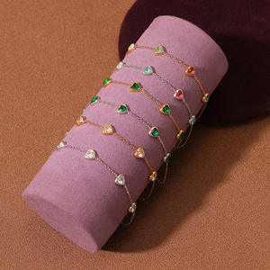 Trendy Women's Fine <b>Love</b> Heart Charm <b>Bracelet</b> Minimalist Design Luxury High-End Elegance Silver Plated Zircon Stainless Steel - Product Image 2