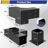 Kit de base de colonne de support d'angle de hangar de refroidissement facile à installer poutres en bois en acier inoxydable pour maisons en bois extérieures