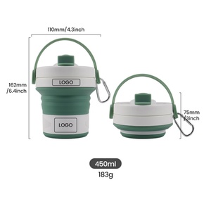 BPA Miễn Phí Sinh Thái Thân Thiện Di Động Silicon Gấp <span class=keywords><strong>Cup</strong></span> <span class=keywords><strong>Silicone</strong></span> Tái Sử Dụng Du Lịch Cốc Cà Phê Cốc Nước 450Ml Với Xử Lý Cho Cắm Trại - Product Image 3