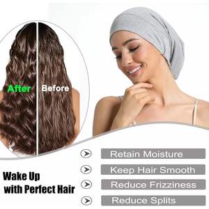 Gorro de satén para dormir, ajustable, forrado, para cabello rizado, trenzas, mujeres, negro, gris, uso doméstico, cuatro estaciones - Product Image 6