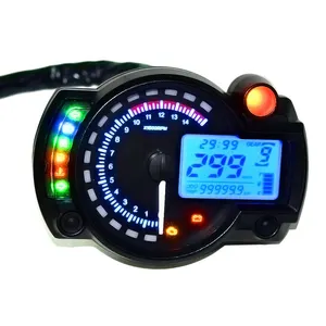 Compteur de moto universel modifié 12v 7 couleurs LCD numérique compteur de vitesse de moto