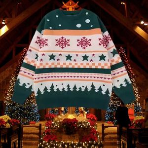 <span class=keywords><strong>Pull</strong></span> en jacquard de coton surdimensionné à col rond, broderie personnalisée, motif de Noël d'hiver, football, dessin animé - Product Image 1