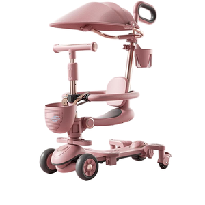 3-<b>Wheel</b> Foldable Children Pedal Scooter with Seat <b>Plastic</b> Body Outdoor Riding Toy for Boys Girls Ages 1-12 Years - Product Image 6