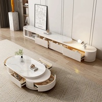 Table basse moderne de luxe légère en dalle de roche Salon de haut niveau Maison Table à thé rétractable Nouvelle table de salon italienne