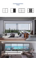 Fenêtre horizontale à cadre divisé Lagoon Line Direct Row avec largeur de rangée personnalisée pour mur de fenêtre de chambre à vue sur la palmière
