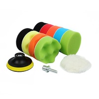 Kit de 12 tampons de polissage et de cirage en laine et éponge de 3, 4 et 5 pouces, personnalisable OEM, avec outil de manivelle pour polisseuse de voiture