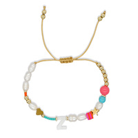 Bracelet DIY tendance en perles de rocaille avec initiale A-Z, bracelet tressé en corde avec perles en forme de cœur pour femmes et enfants
