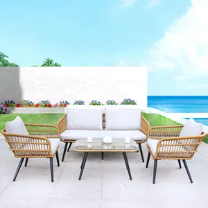 Rattan di vimini sintetico di alta qualità all'aperto Bali leisure lounge mobili in rattan divano set 2 pezzi