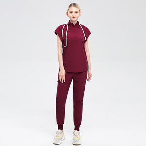 42015 en Stock en gros hôpital infirmière uniforme femmes gommage ensembles Stretch survêtement cordon pantalon gommages uniformes - Product Image 3
