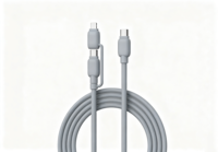 Kabel Pengisian Cepat 240W 2 in 1 Dual Head Grosir, Kabel Quick Charge Tipe C Kecil untuk Ponsel