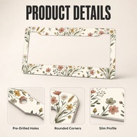 Support de plaque d'immatriculation personnalisé en aluminium avec impression de fleurs sauvages, décoration de voiture bohème florale, 31 x 16 cm